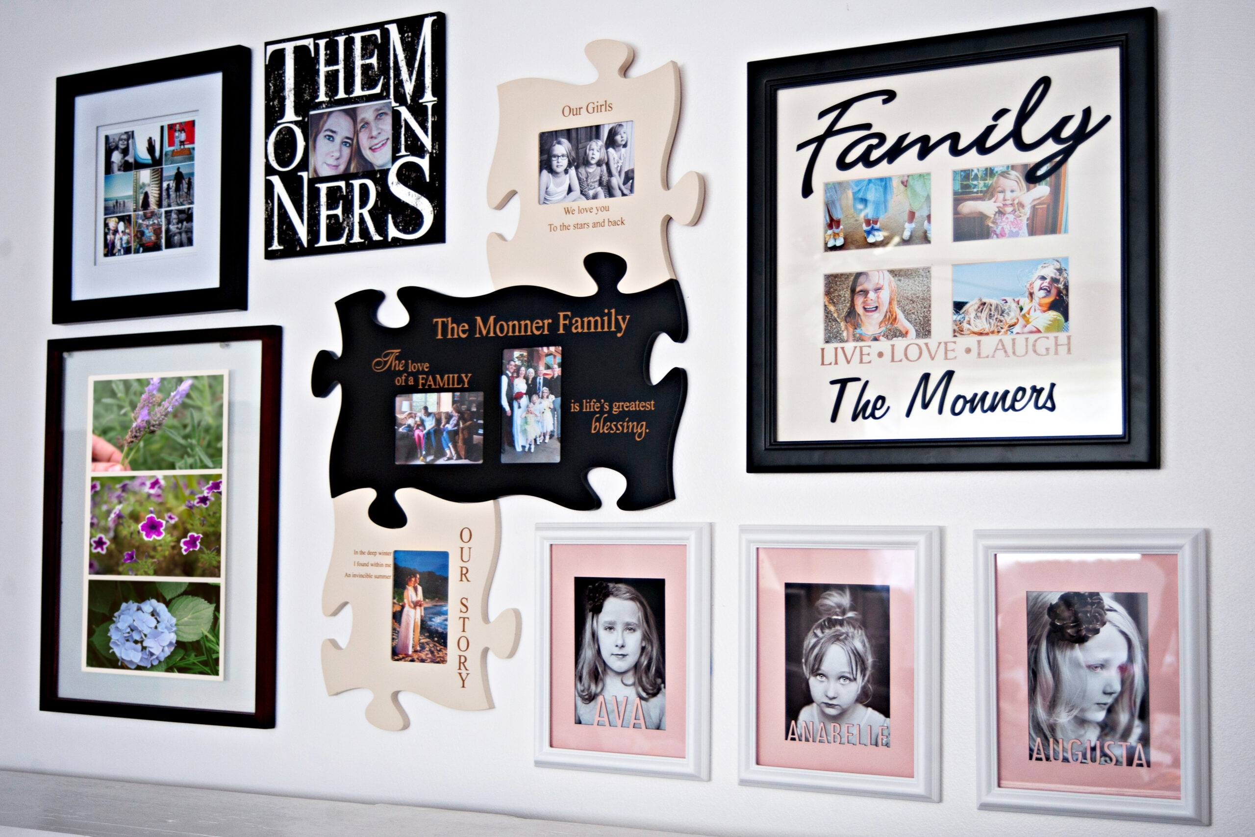 Gallery Wall with a Mix of Antique and Modern Frames