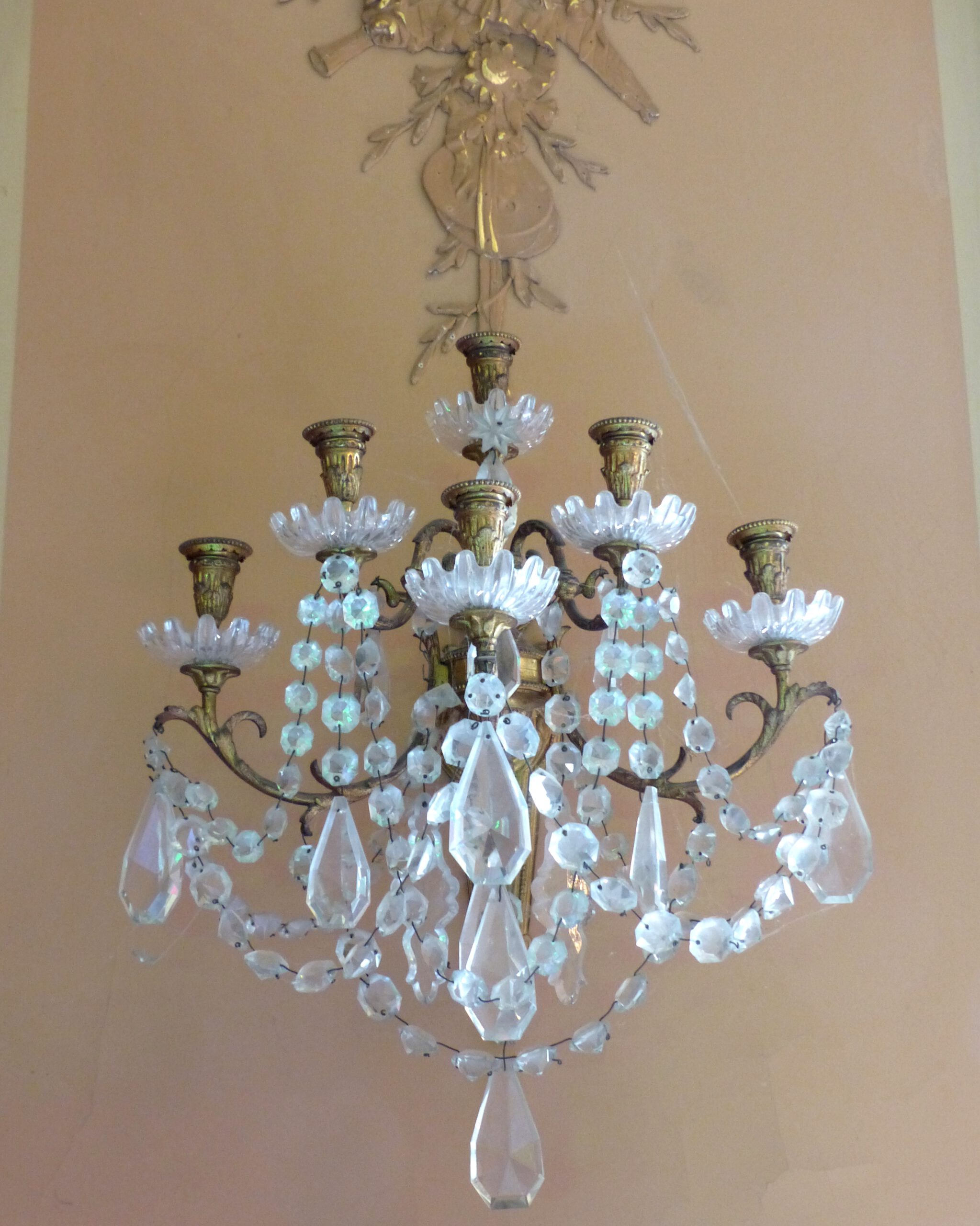 Crystal Pendant Lights Over a Bar Area