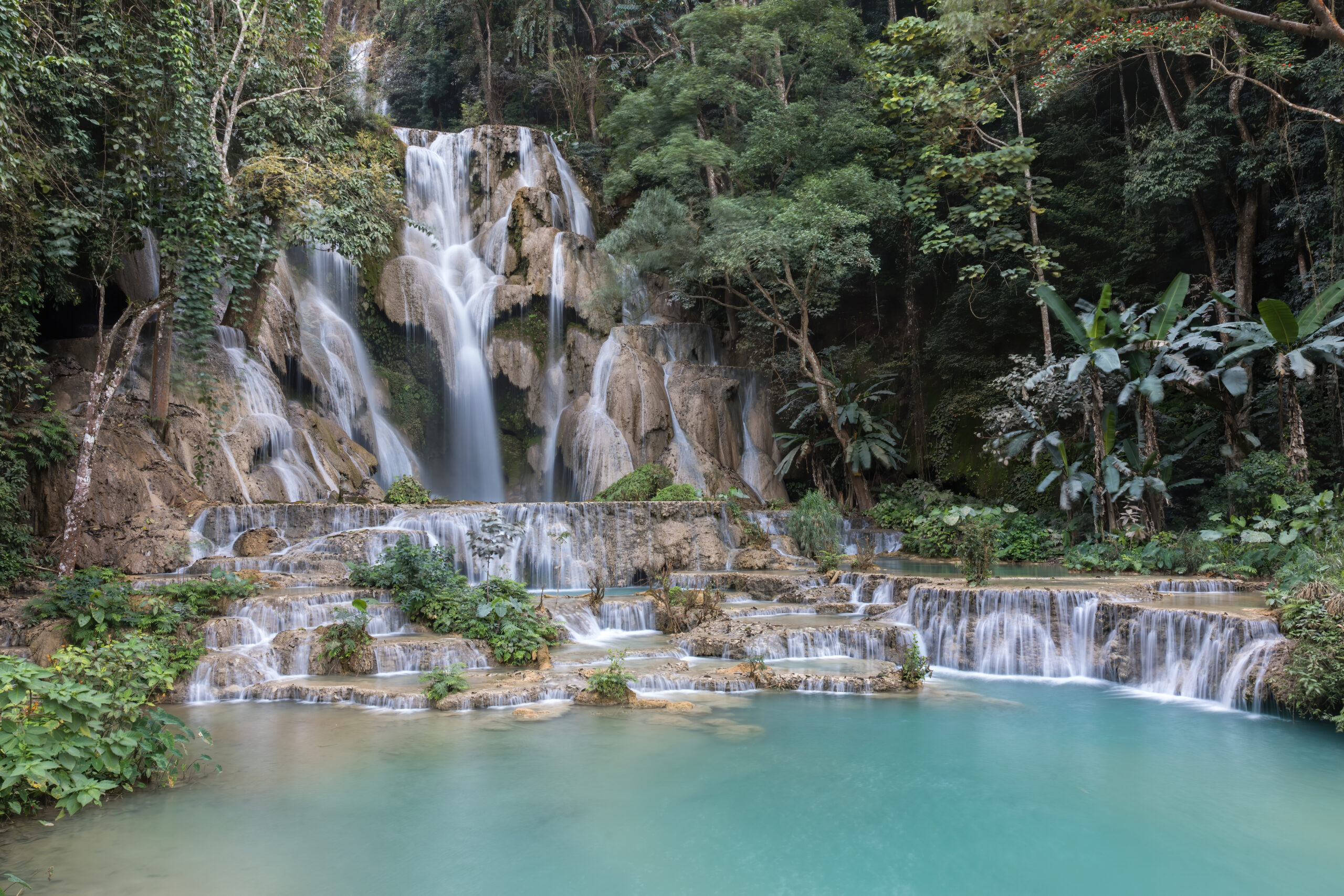 Waterfall-Integrated Pool